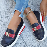 Metal Buckle Round Toe Slip-Ons - Trendsi - Flyclothing LLC