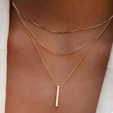 Three Layered Bar Pendant Necklace - Trendsi - Flyclothing LLC