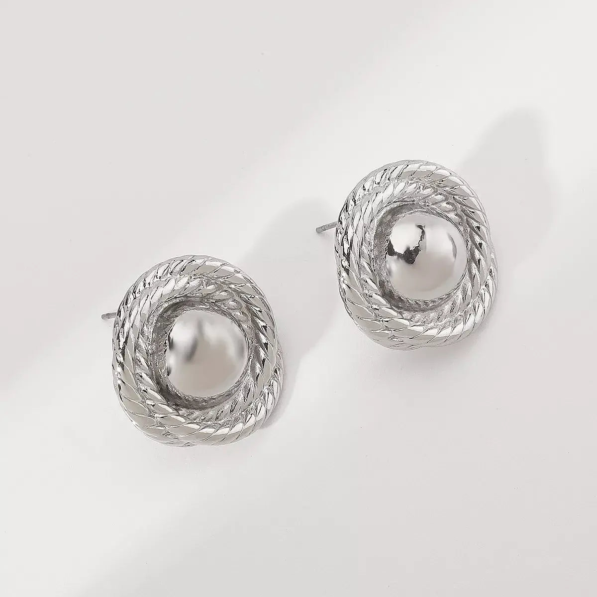 Twisted Rope Circle Stud Earrings - Trendsi - Flyclothing LLC
