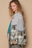 POL Balloon Sleeve Floral Color Block Plaid Shirt - Trendsi