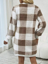 Plaid V-Neck Long Sleeve Dress - Trendsi - Flyclothing LLC