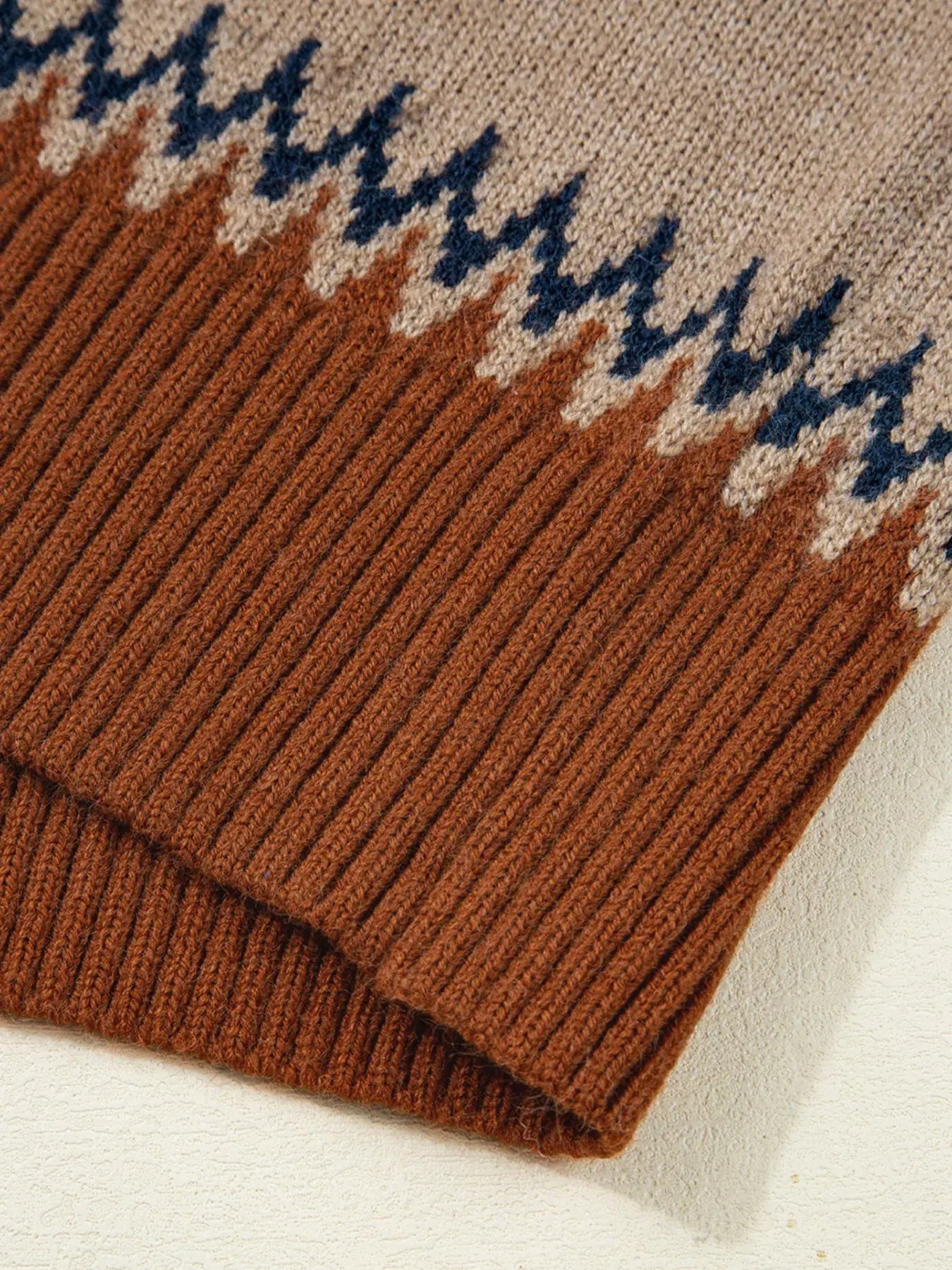 Color Block Crew Neck Sweater - Trendsi - Flyclothing LLC
