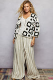 POL Open Front Cardigan with Varied Patterns - Trendsi - Flyclothing LLC