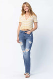 Judy Blue Full Size Mid Rise Destroy Straight Jeans Plus Size - Trendsi - Flyclothing LLC