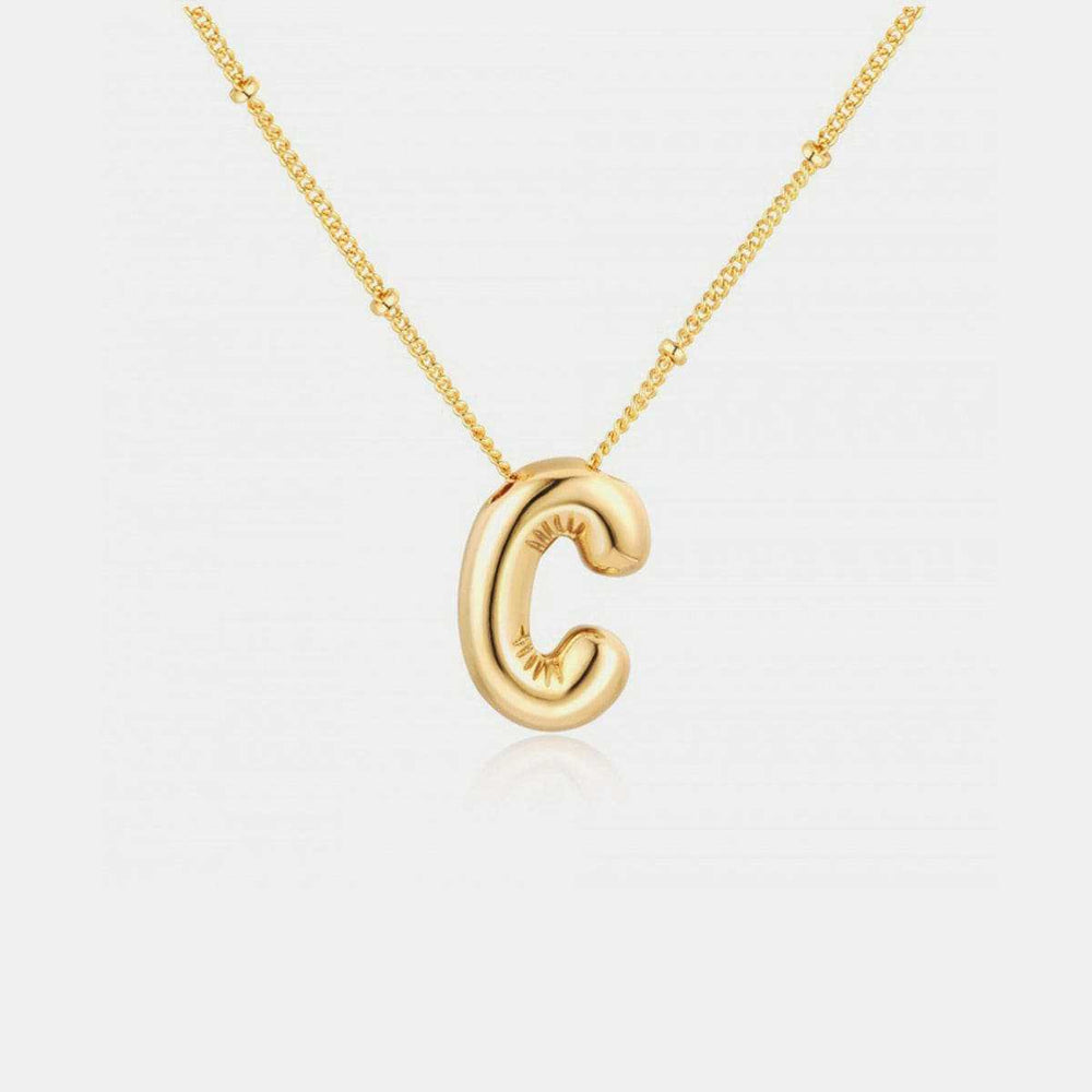 Gold-Plated Letter Pendant Necklace - Trendsi - Flyclothing LLC