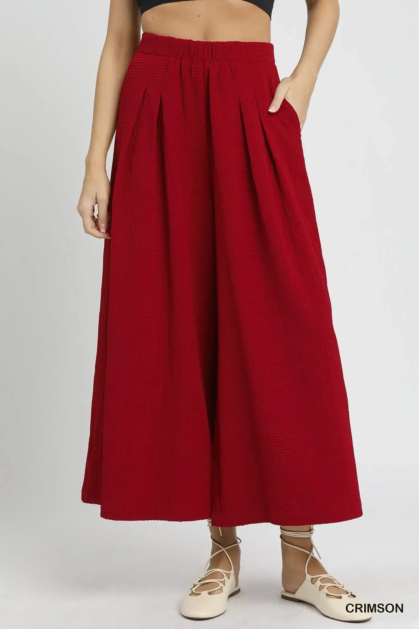 Umgee Elastic Waist Wide Leg Pants - Trendsi - Flyclothing LLC