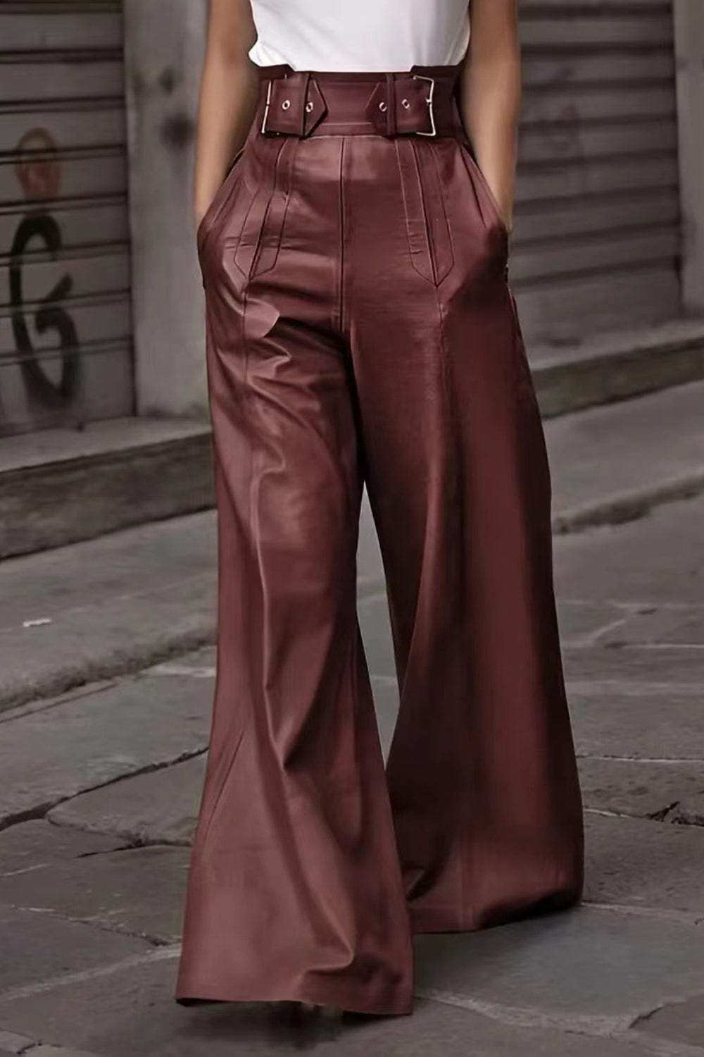 High Waist Wide Flare Pants - Trendsi - Flyclothing LLC