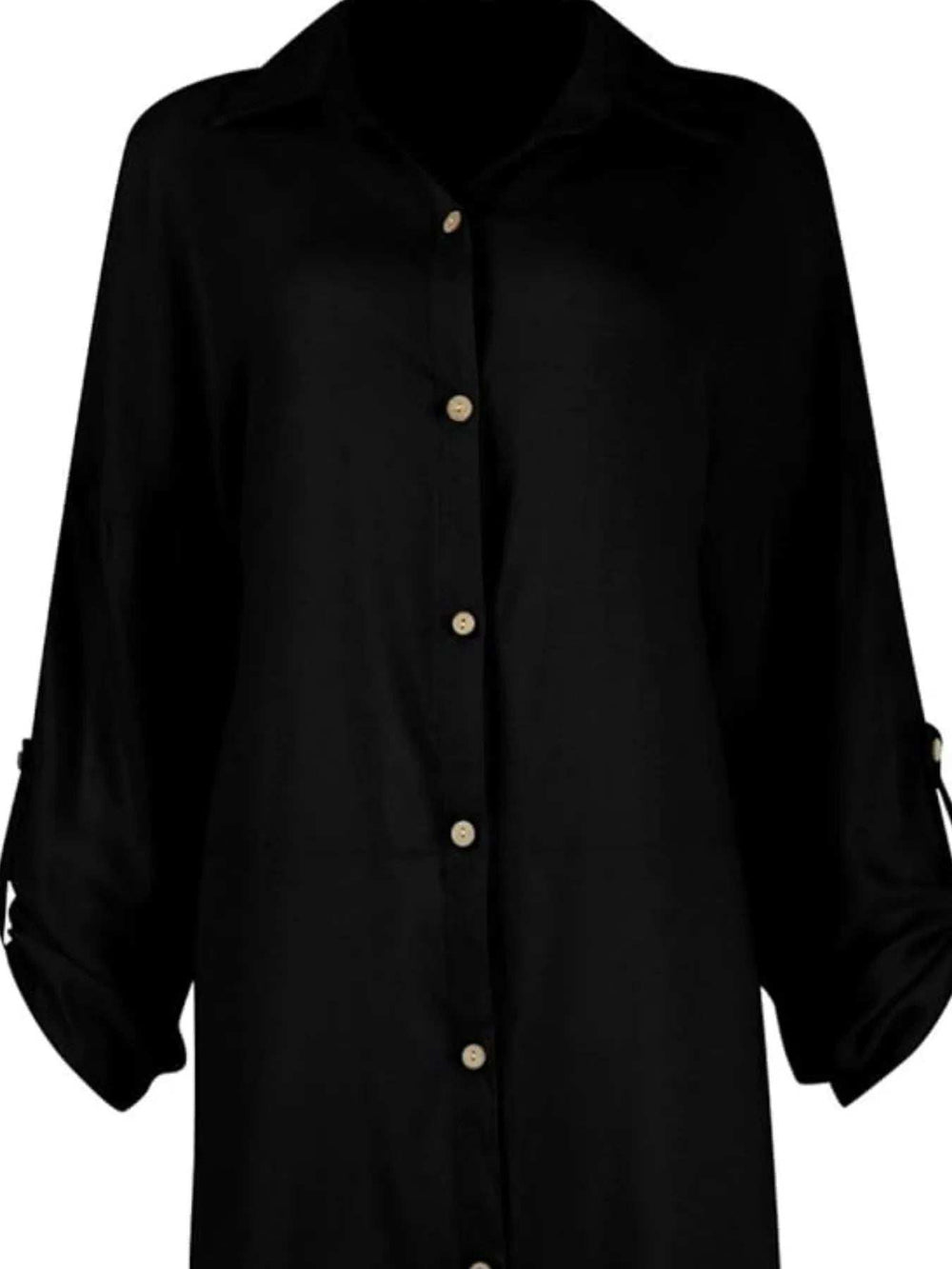Button Down Long Sleeve Shirt Dress - Trendsi - Flyclothing LLC