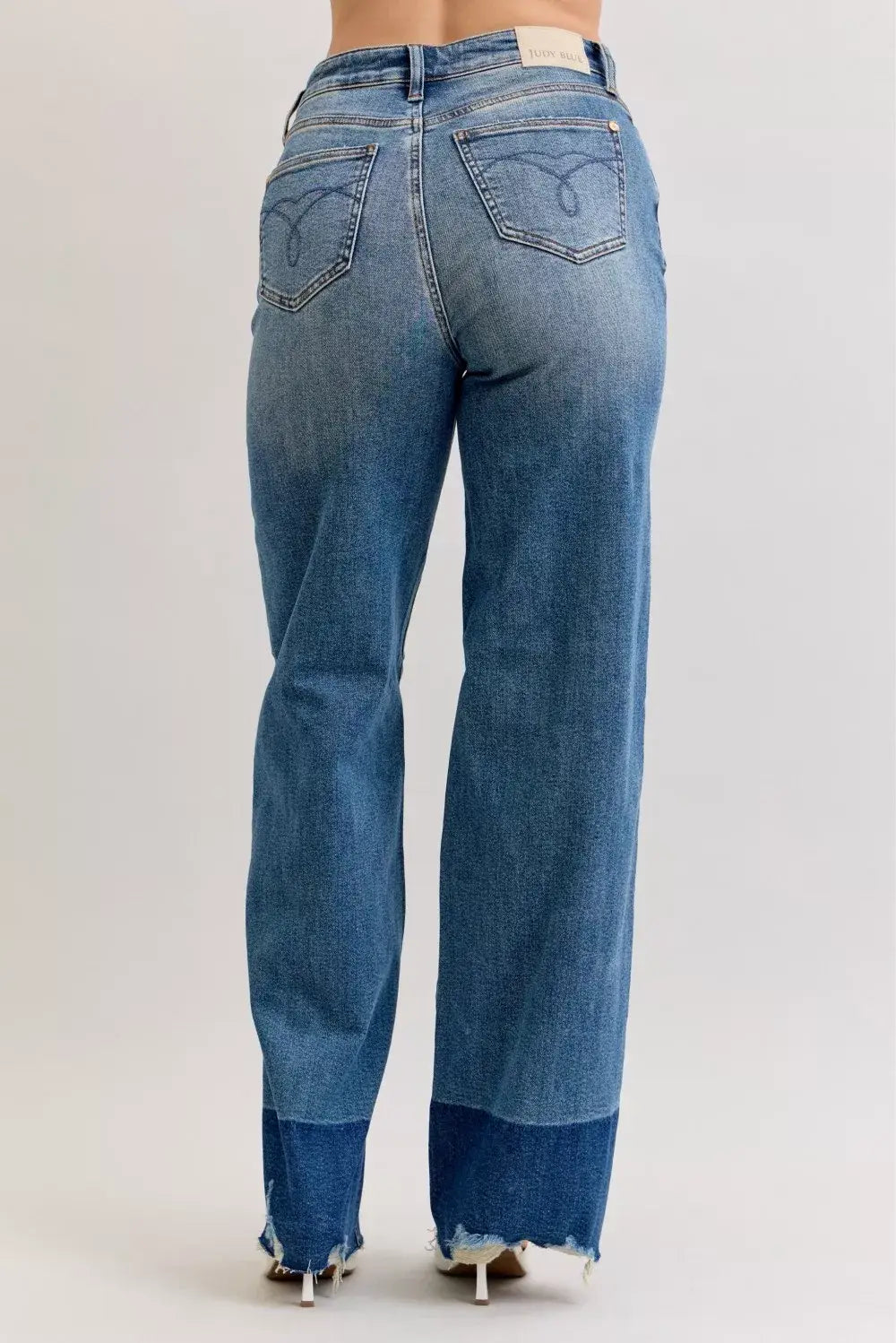 Judy Blue Raw Hem High Waist Column Straight Jeans - Trendsi - Flyclothing LLC