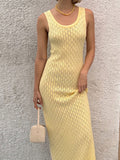 Openwork Sleeveless Maxi Dress - Trendsi
