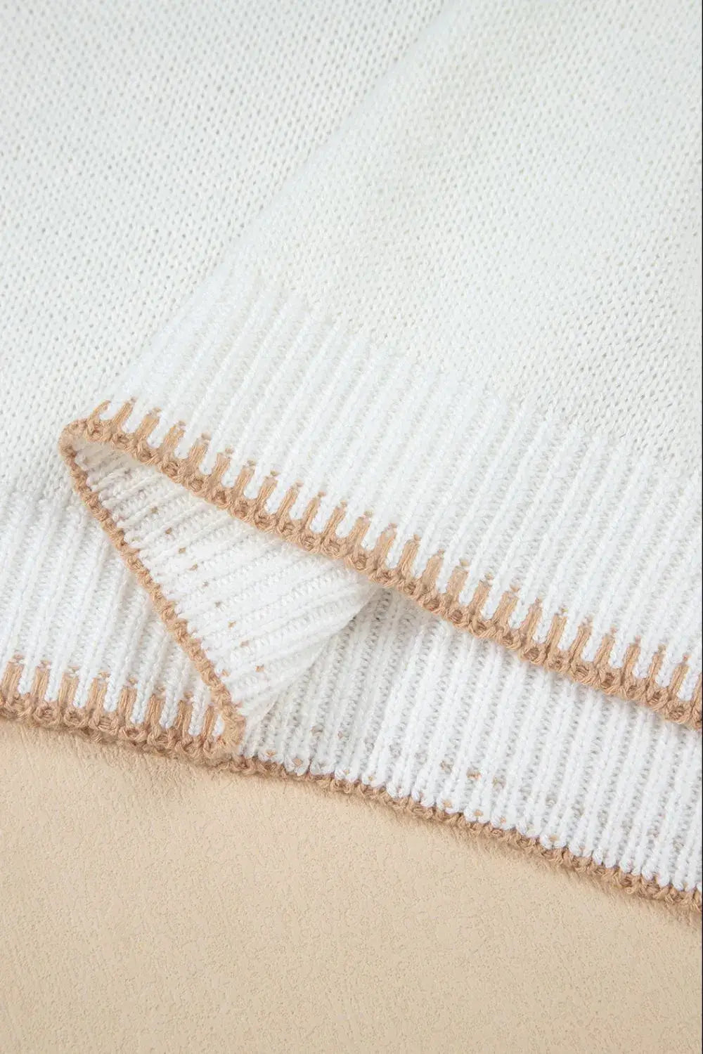 YEEHAW Stitch Edge Crew Neck Knit Top - Trendsi - Flyclothing LLC