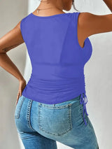 Side Drawstring Ruched Tank - Trendsi - Flyclothing LLC