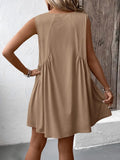 Ivy Lane Ruched V-Neck Sleeveless Mini Dress - Trendsi