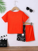 Children's Spider Round Neck Short Sleeve T-Shirt and Pants Set - Trendsi - Flyclothing LLC