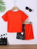 Children's Spider Round Neck Short Sleeve T-Shirt and Pants Set - Trendsi - Flyclothing LLC