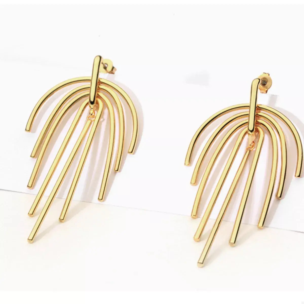 18K Gold-Plated Geometric Earrings - Trendsi - Flyclothing LLC