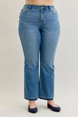 Judy Blue Full Size Mid Rise Slim Bootcut Tummy Control Release Hem Jeans Plus Size - Trendsi - Flyclothing LLC