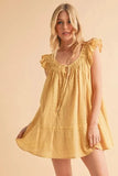 Aemi+Co Ruffled Cap Sleeve Cotton Tunic Mini Dress - Trendsi