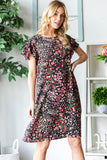 Heimish Full Size Printed Ruffled Short Sleeve Dress with Pockets - Trendsi