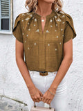 Floral Notched Short Sleeve Blouse - Trendsi - Flyclothing LLC