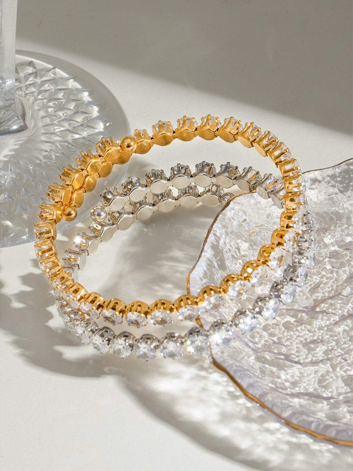 Stainless Steel Inlaid Zircon Bracelet - Trendsi - Flyclothing LLC