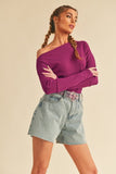 Aemi + Co One Shoulder Long Sleeve Knit Top - Trendsi