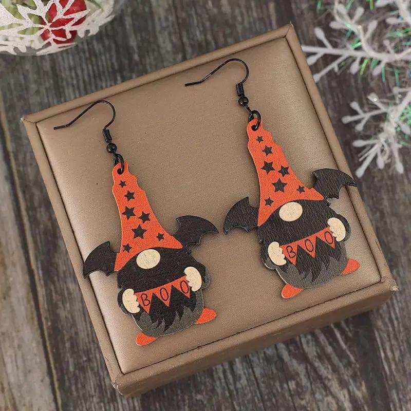 Wooden Point Hat Gnome Shape Earrings - Trendsi - Flyclothing LLC