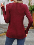 Decorative Button Round Neck Long Sleeve T-Shirt - Trendsi - Flyclothing LLC