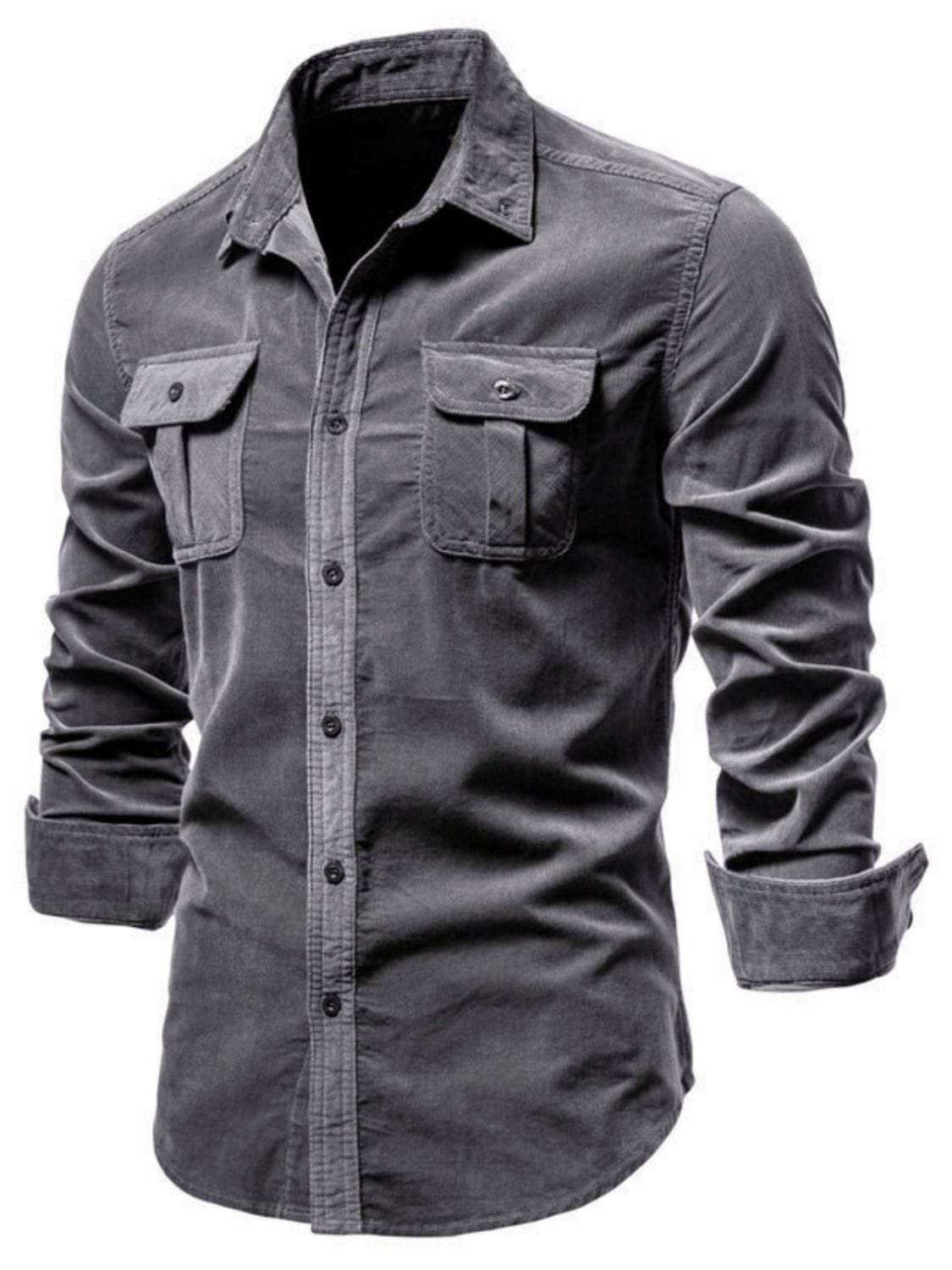 Men's Full Size Button Down Collared Neck Shirt Plus Size - Trendsi - Flyclothing LLC