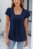 Frill Square Neck Flutter Sleeve Blouse - Trendsi - Flyclothing LLC