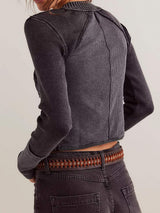 V-Neck Button Up Cropped Cardigan - Trendsi - Flyclothing LLC