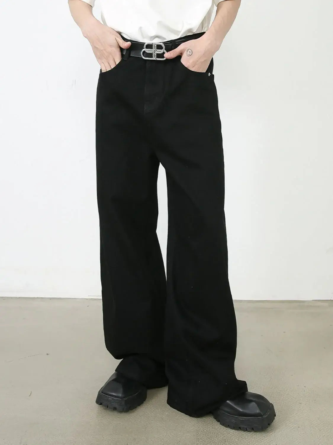 Men's Mid Rise Wide Leg Jeans - Trendsi - Flyclothing LLC
