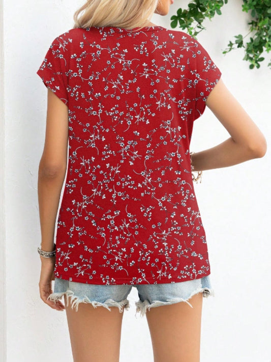 Printed Round Neck Short Sleeve T-Shirt - Trendsi