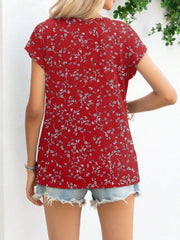 Printed Round Neck Short Sleeve T-Shirt - Trendsi