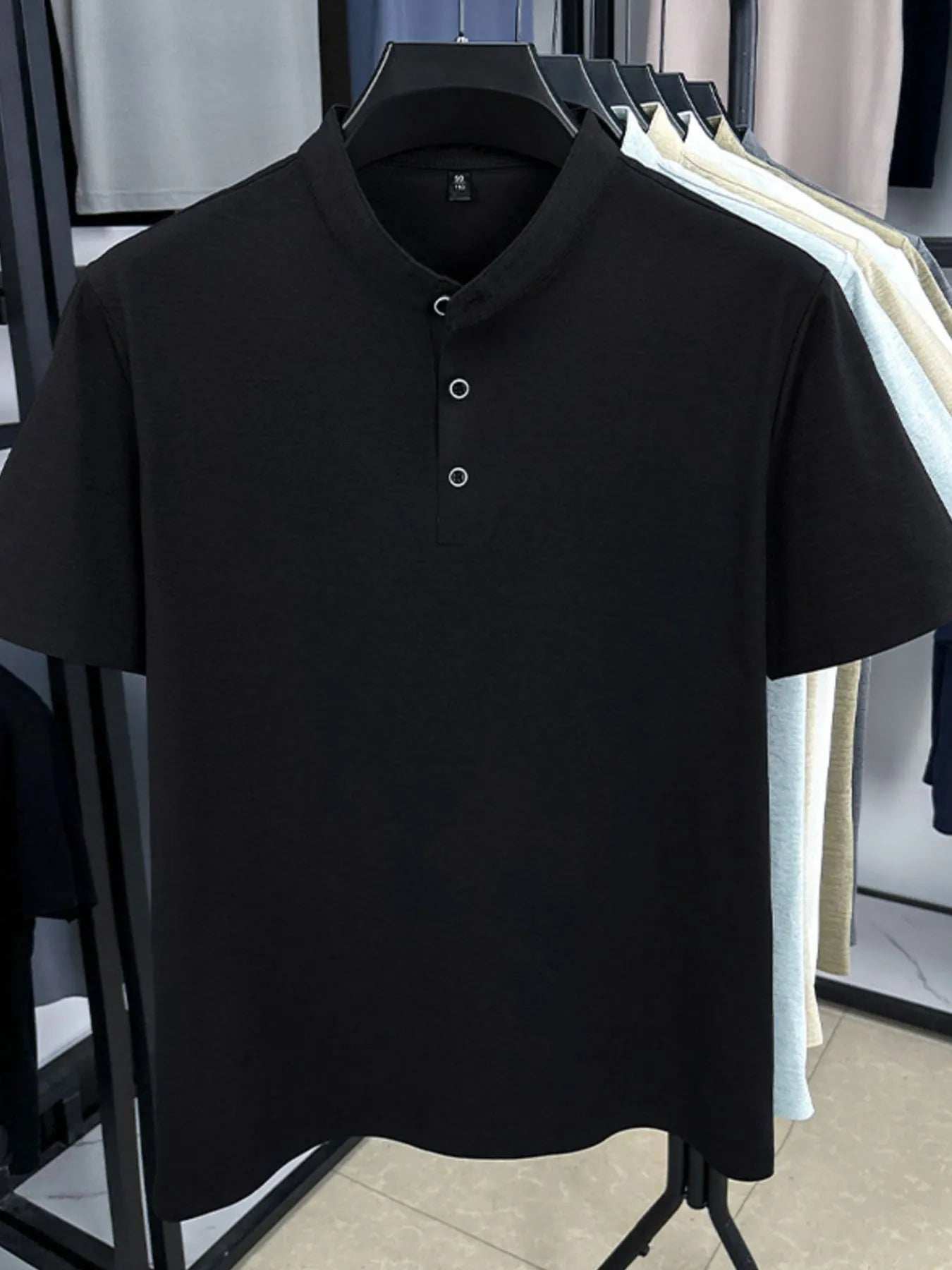 Men's Plus Size Button Detail Short Sleeve Polo - Trendsi - Flyclothing LLC
