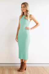 Slit Ribbed Round Neck Sleeveless Dress - Trendsi - Flyclothing LLC