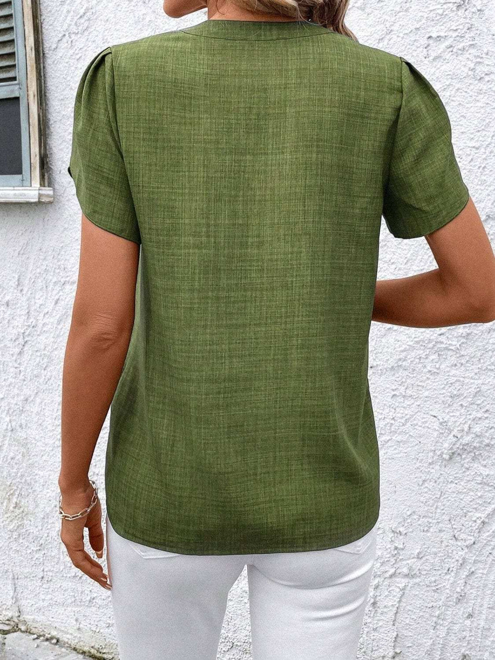 Floral Notched Short Sleeve Blouse - Trendsi - Flyclothing LLC