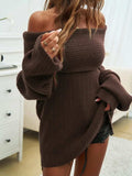 Off-Shoulder Extra-Long Sleeve Sweater - Trendsi - Flyclothing LLC
