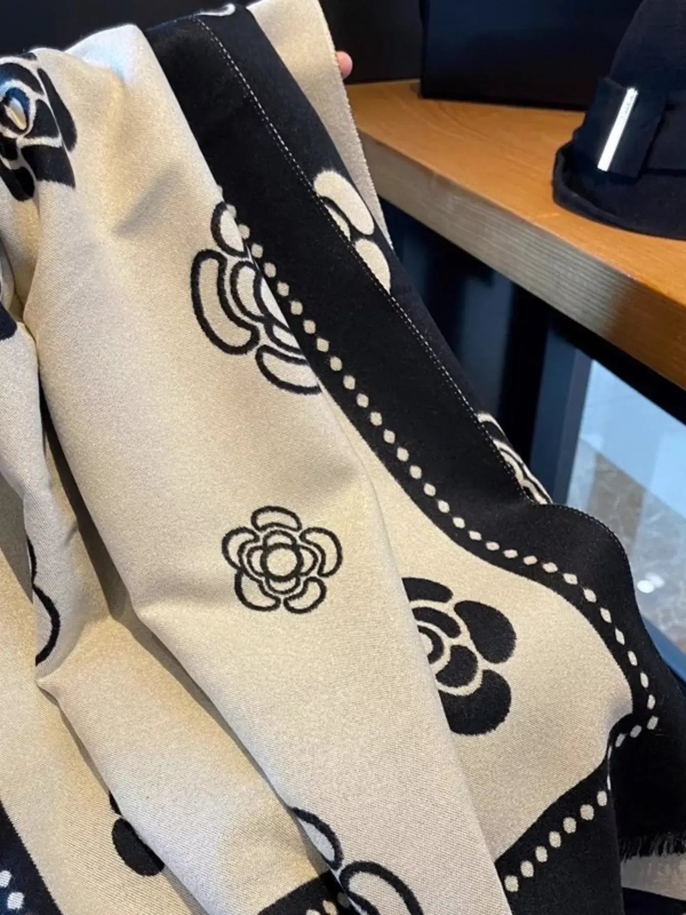Floral Pattern Raw Hem Scarf - Trendsi - Flyclothing LLC