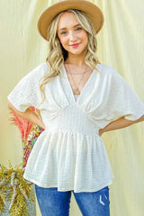 And The Why Textured and Soft V Neck Casual Top - Trendsi - Flyclothing LLC