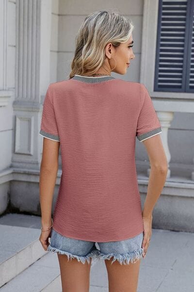 Round Neck Short Sleeve T-Shirt - Trendsi