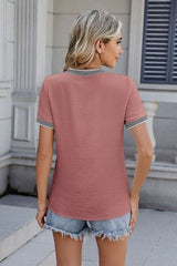 Round Neck Short Sleeve T-Shirt - Trendsi