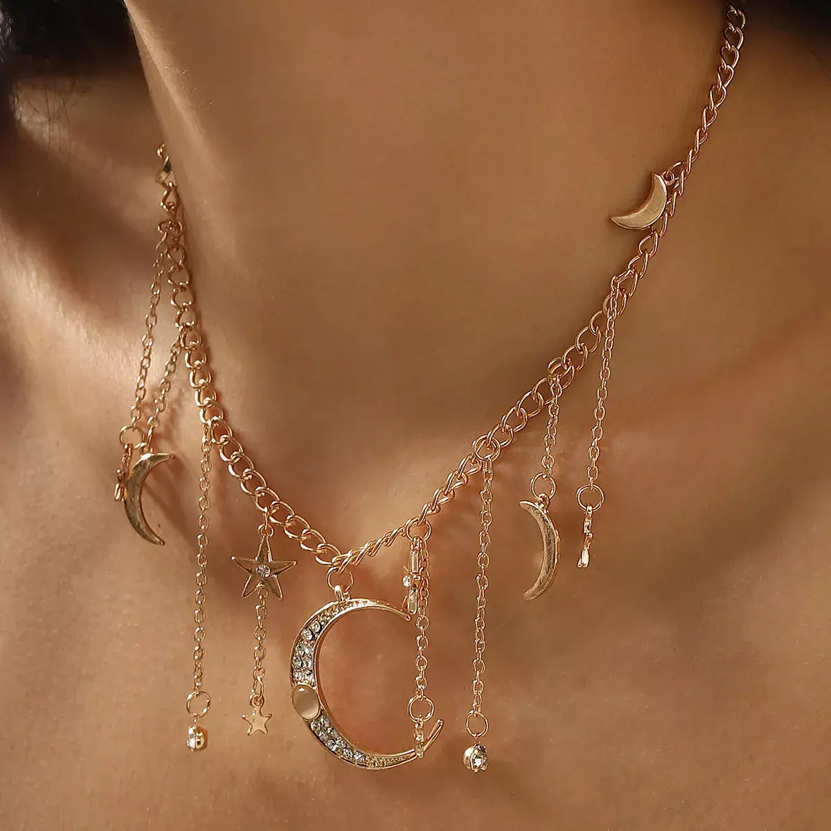 Moon & Star Charm Necklace - Trendsi - Flyclothing LLC