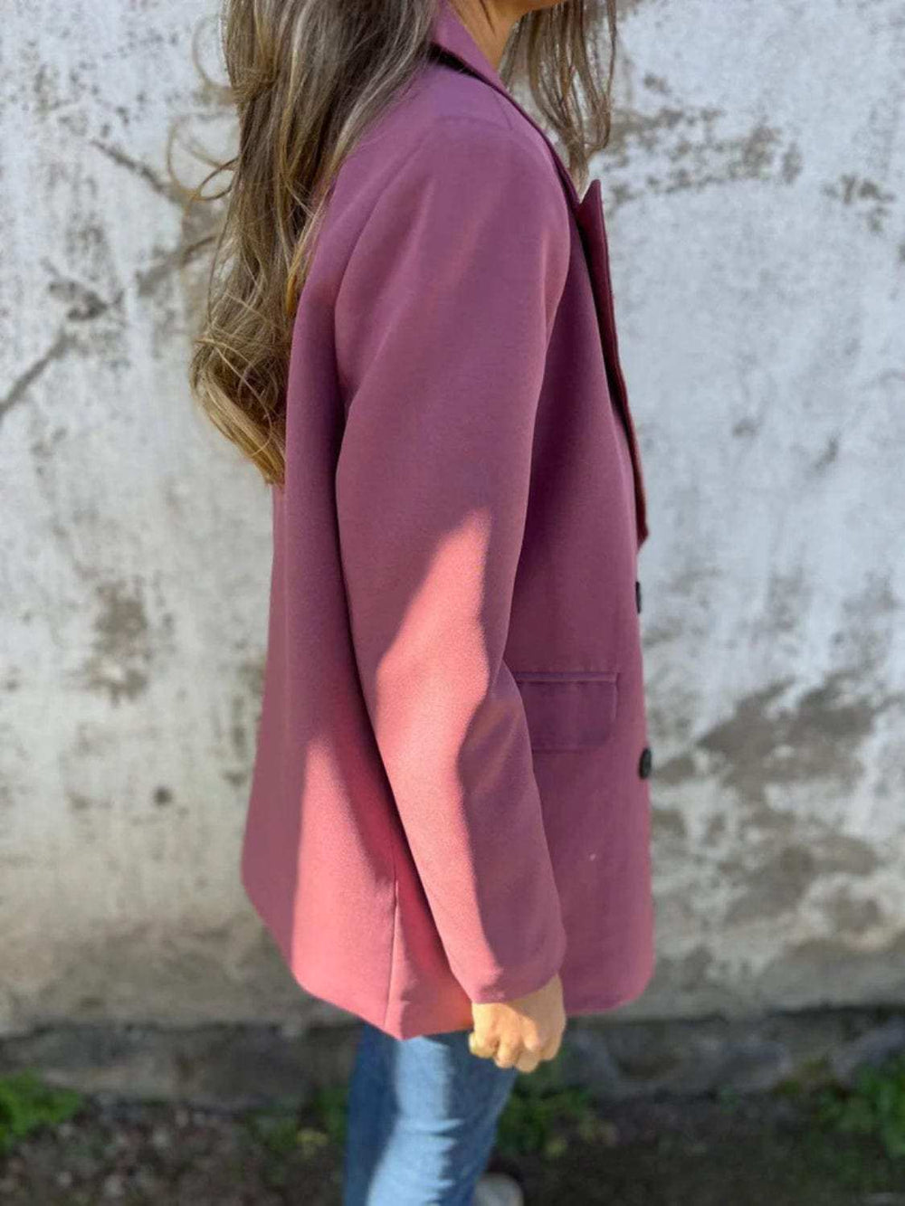 Full Size Collared Neck Long Sleeve Blazer - Trendsi - Flyclothing LLC