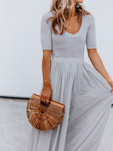 Scoop Neck Short Sleeve Jumpsuit - Trendsi - Flyclothing LLC