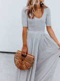 Scoop Neck Short Sleeve Jumpsuit - Trendsi - Flyclothing LLC