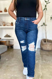 Judy Blue Full Size High Waist Rigid Magic Heavy Destroy Straight Jeans - Trendsi - Flyclothing LLC