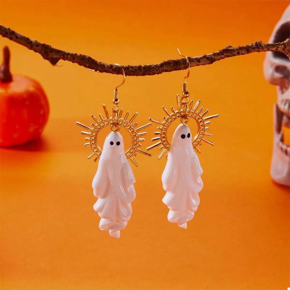 Halloween Sunburst Ghost Drop Earrings - Trendsi - Flyclothing LLC