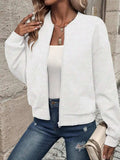 Textured Zip Up Long Sleeve Jacket - Trendsi - Flyclothing LLC