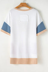 Color Block Patchwork Side Split Tunic T Shirt - Trendsi - Flyclothing LLC